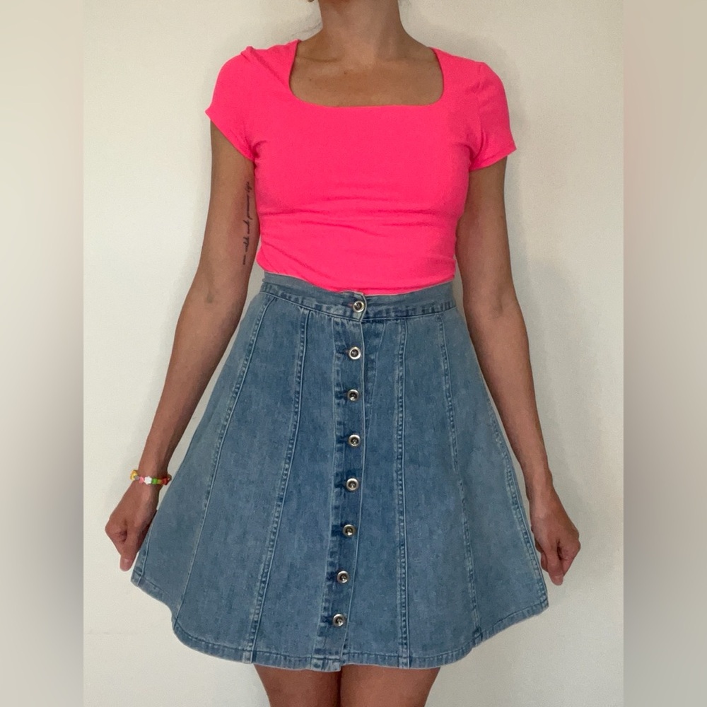 Vintage Denim A-Line Button-Front Skirt Size small (2-4)